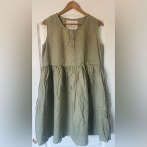 notPERFECTLINEN Olive Green Sleeveless Dress